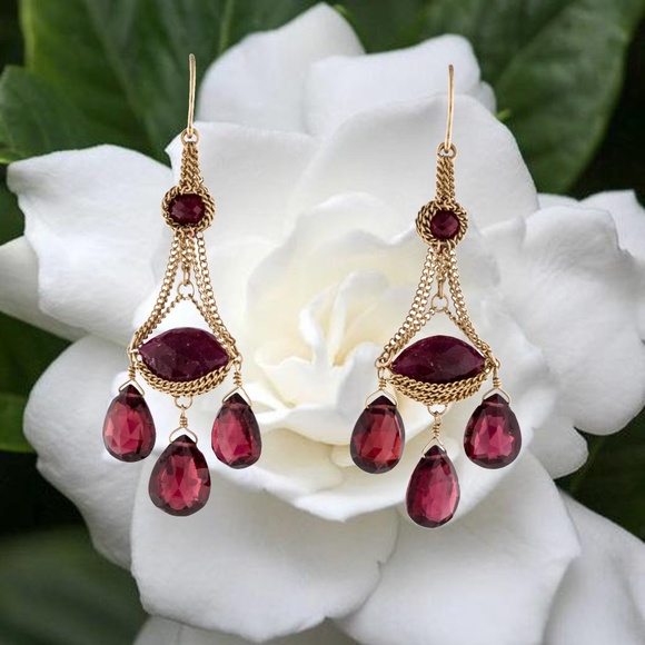 SOLD -Anthony Nak 18k Gold Ruby Earrings - Picture 1 of 5